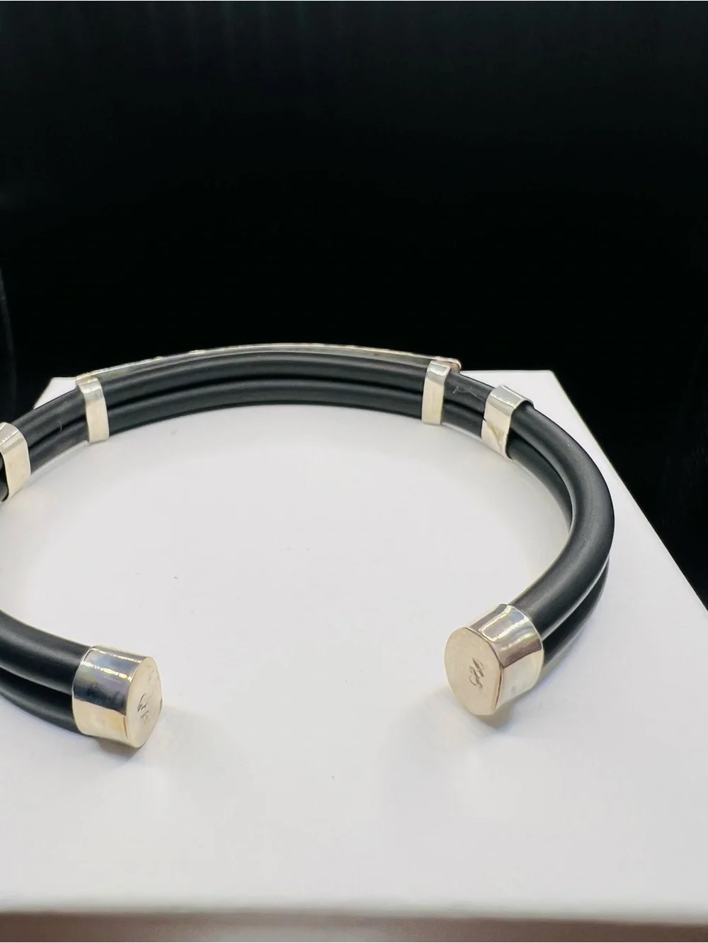 Men's Stealing Silver and rubber Religious Prayer Bracelet - Spanish Lord's Pray